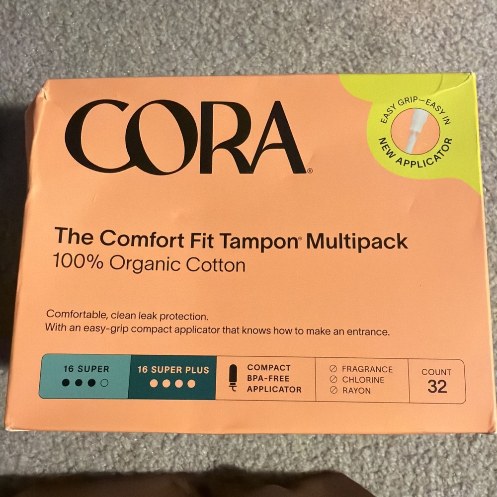 Cora Comfort Fit Tampons Multipack 32 Ct Organic Cotton Super/Super Plus